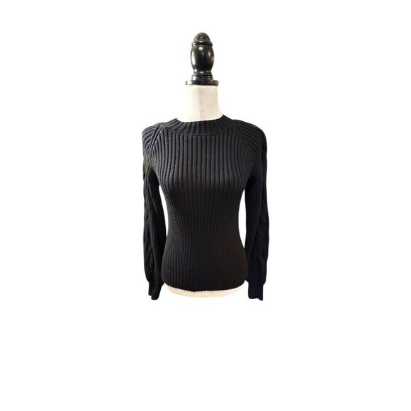Max Studio Women's XS Black Ribbed Knit Pullover Sweater Long Sleeve - Picture 1 of 7